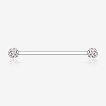 Pave Sparkle Full Dome Industrial Barbell-Clear Gem